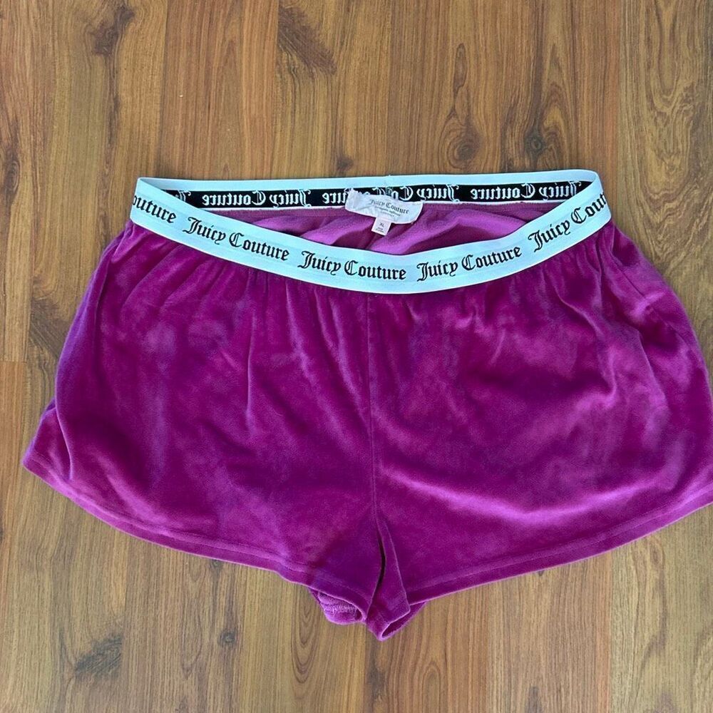 Juicy couture purple velour shorts with juicy couture logo elastic waistband XL